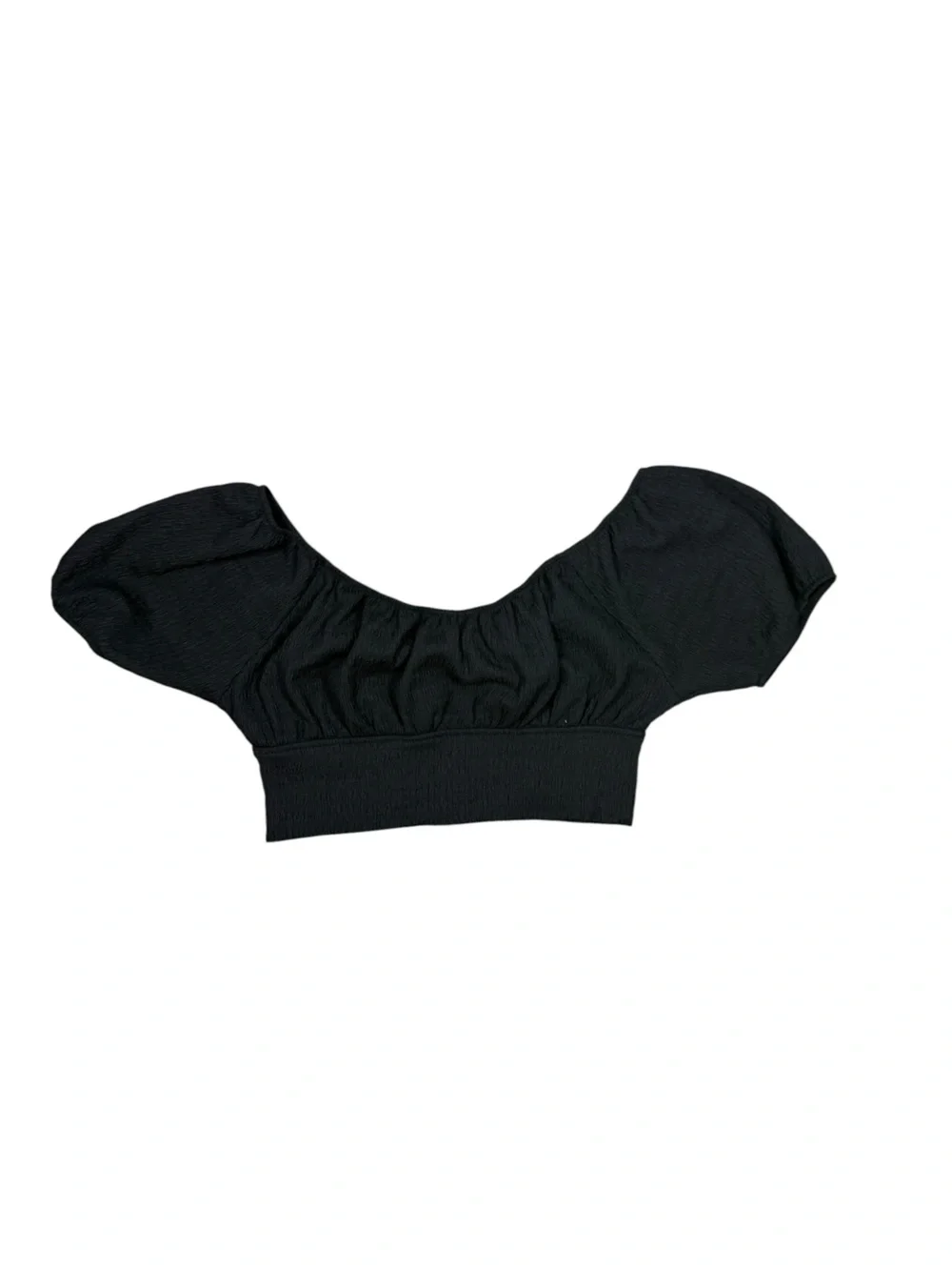 American Eagle Outfitters Black Smocked Tie-Front Crop Top